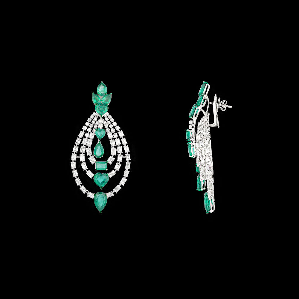 18K White Gold Diamond Jewellery - 14.865ct VVS-VS-GH with Colour Stones