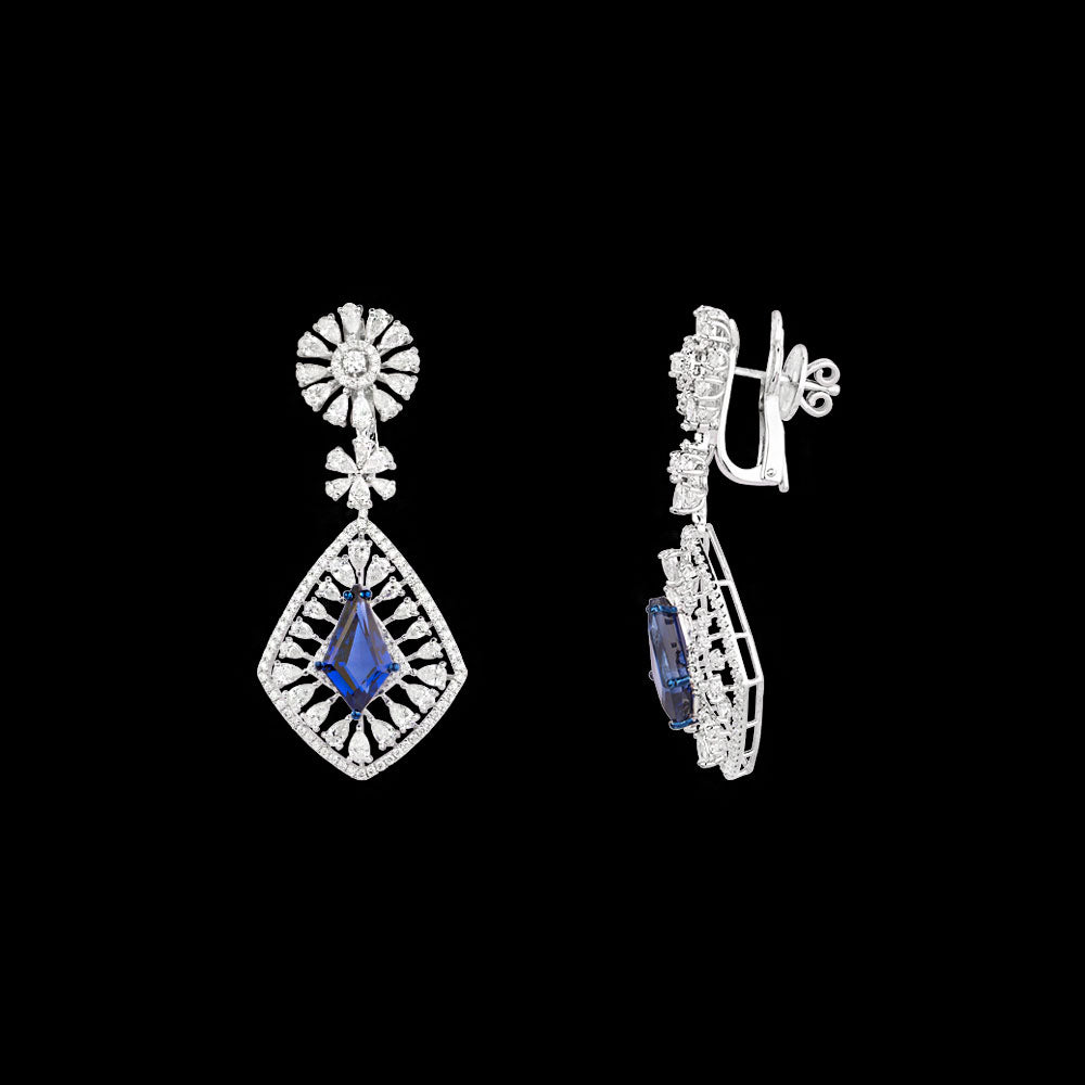 18K White Gold Diamond Jewellery - 6.96ct VVS-EF with Colour Stones