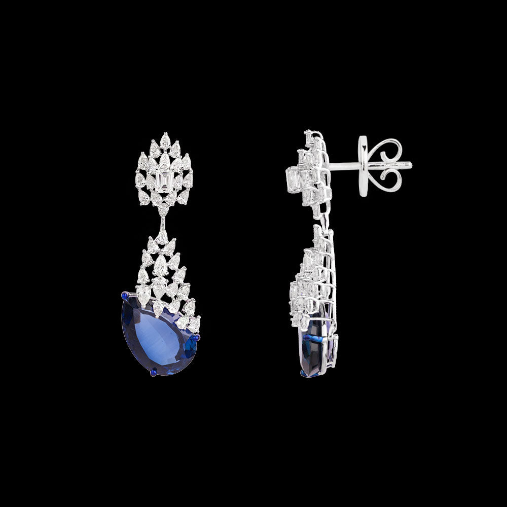 18K White Gold Diamond Jewellery - 4.64ct VVS-VS-GH with Colour Stones