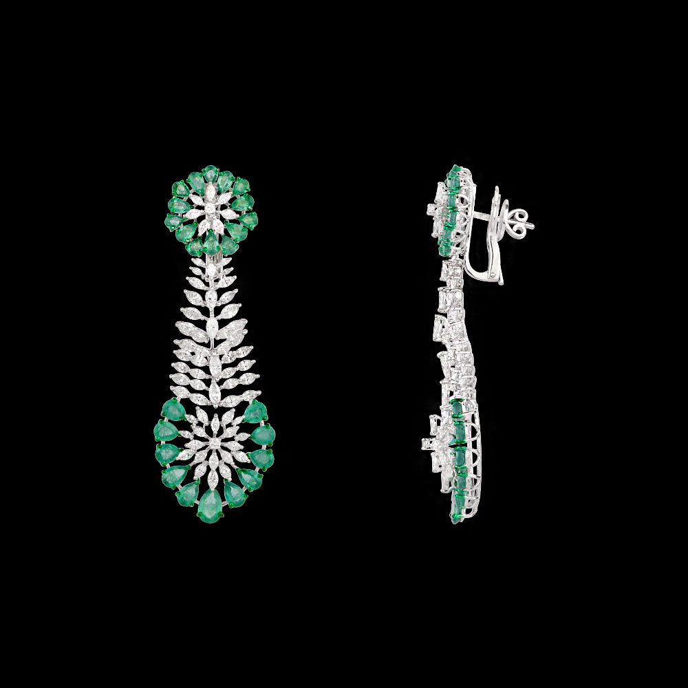 18K White Gold Diamond Jewellery - 7.982ct VVS-VS-GH with Colour Stones