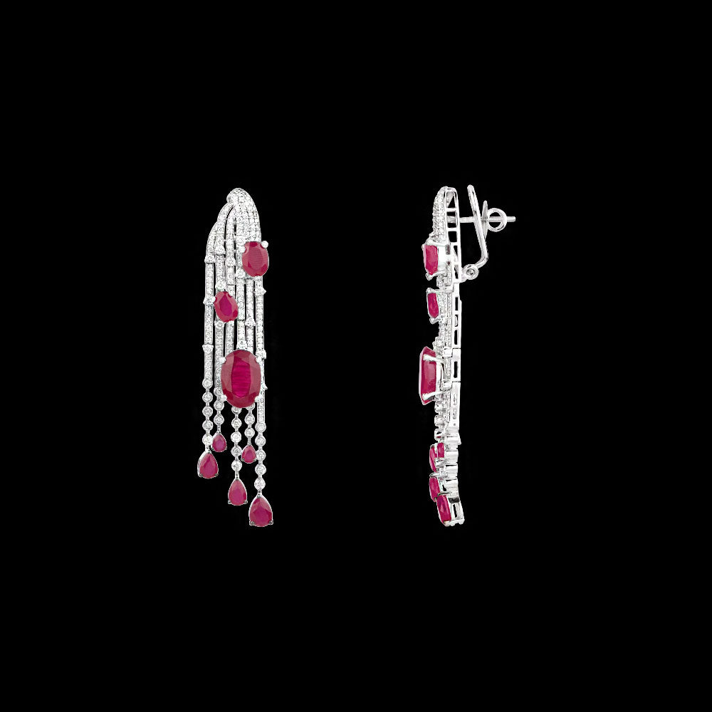 18K White Gold Diamond Jewellery - 4.38ct VVS-VS-IJ with Colour Stones