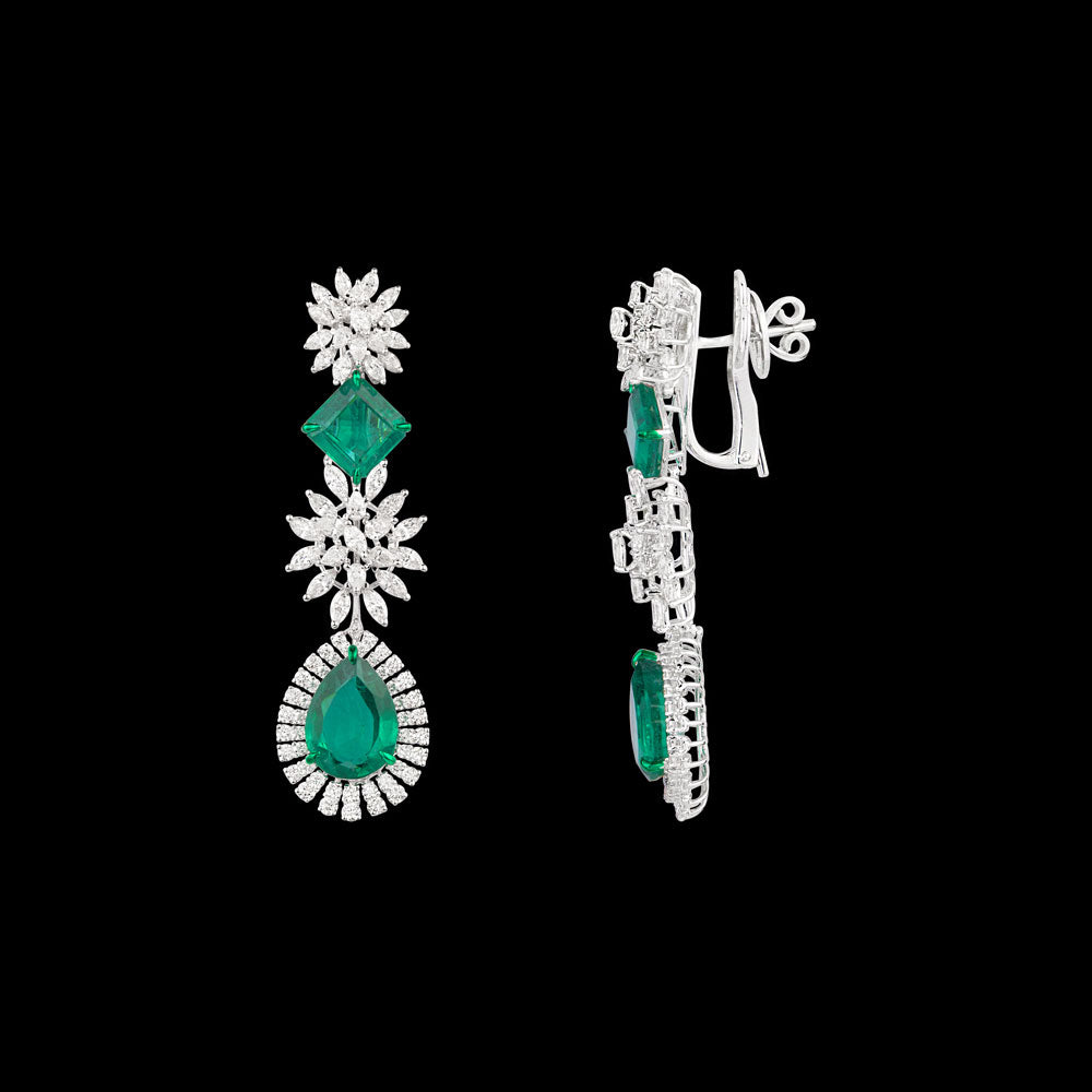18K White Gold Diamond Jewellery - 4.26ct VVS-VS-FG with Colour Stones