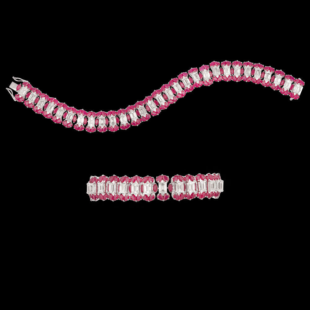 18K White Gold Diamond Bracelet - 15.13ct VVS-VS-HI with Colour Stones