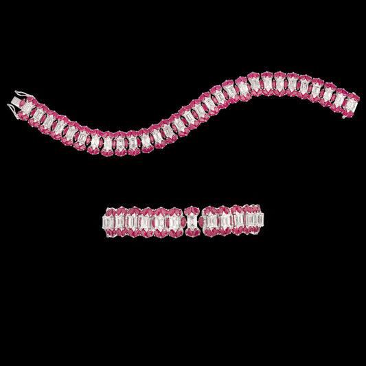 18K White Gold Diamond Bracelet - 15.13ct VVS-VS-HI with Colour Stones