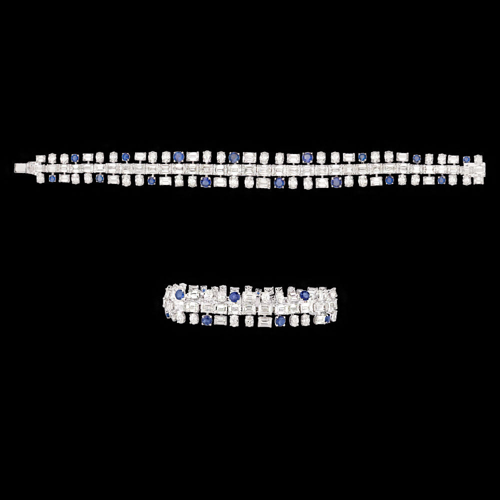 18K White Gold Diamond Bracelet - 23.922ct VVS-VS-GH with Colour Stones