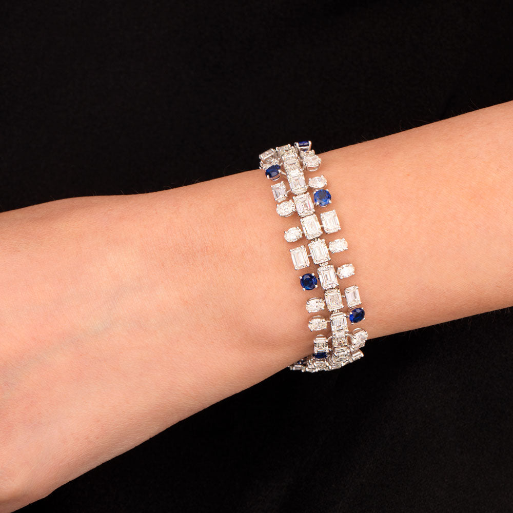 18K White Gold Diamond Bracelet - 23.922ct VVS-VS-GH with Colour Stones
