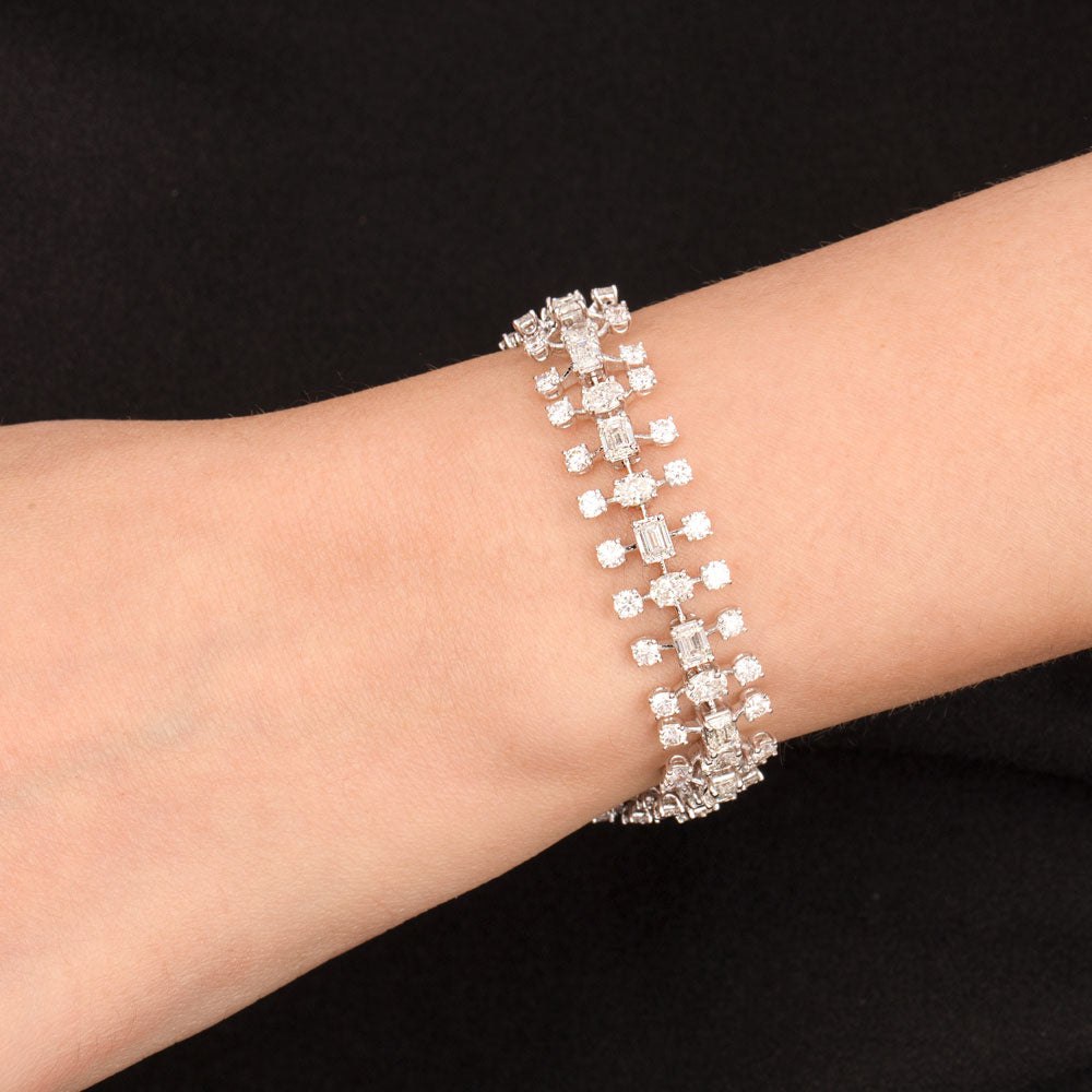18K White Gold Diamond Bracelet - 12.015ct VVS-VS-HI