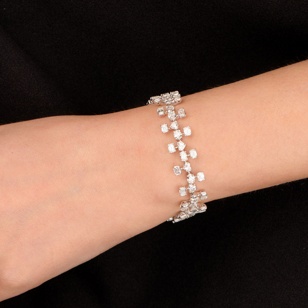 18K White Gold Diamond Bracelet - 13.893ct VVS-VS-HI