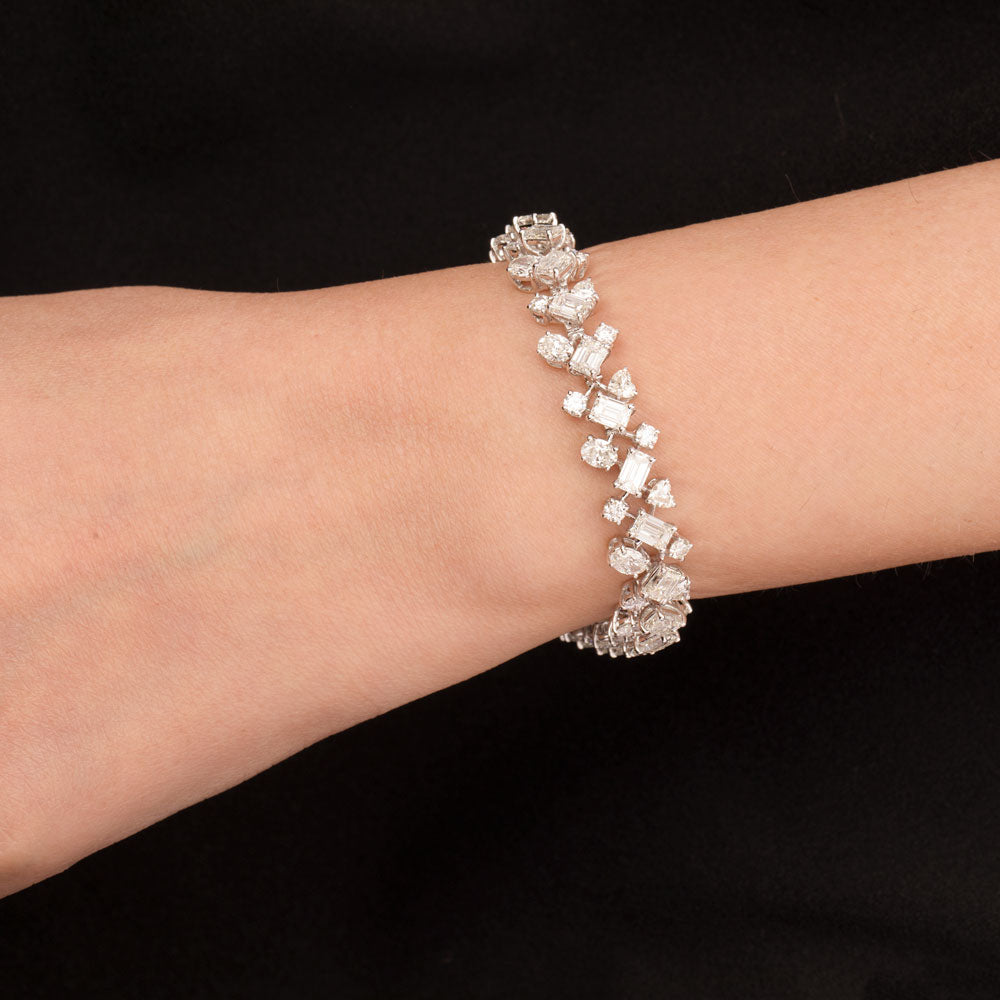 18K White Gold Diamond Bracelet - 15.38ct VVS-VS-HI