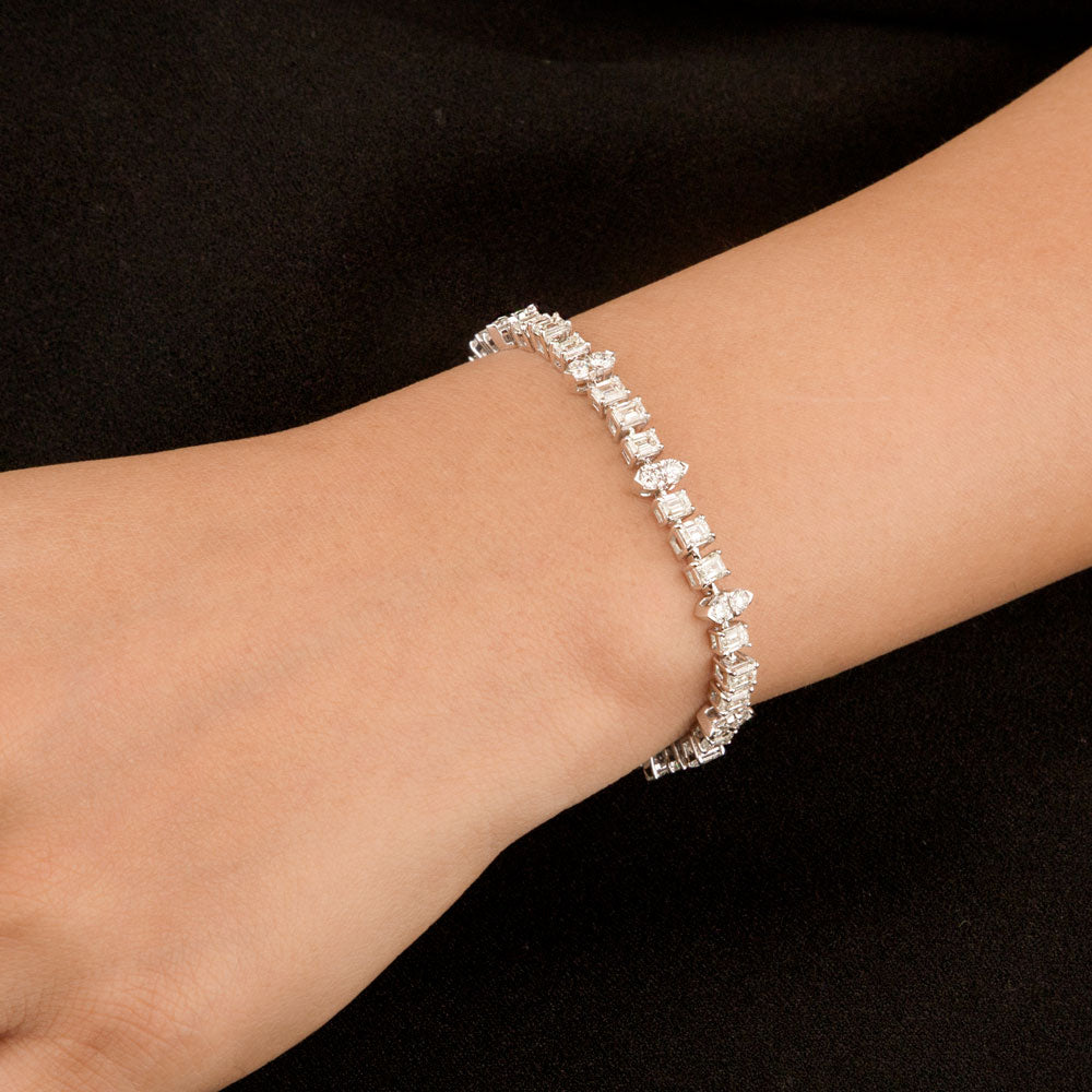 18K White Gold Diamond Bracelet - 6.381ct VVS-VS-HI