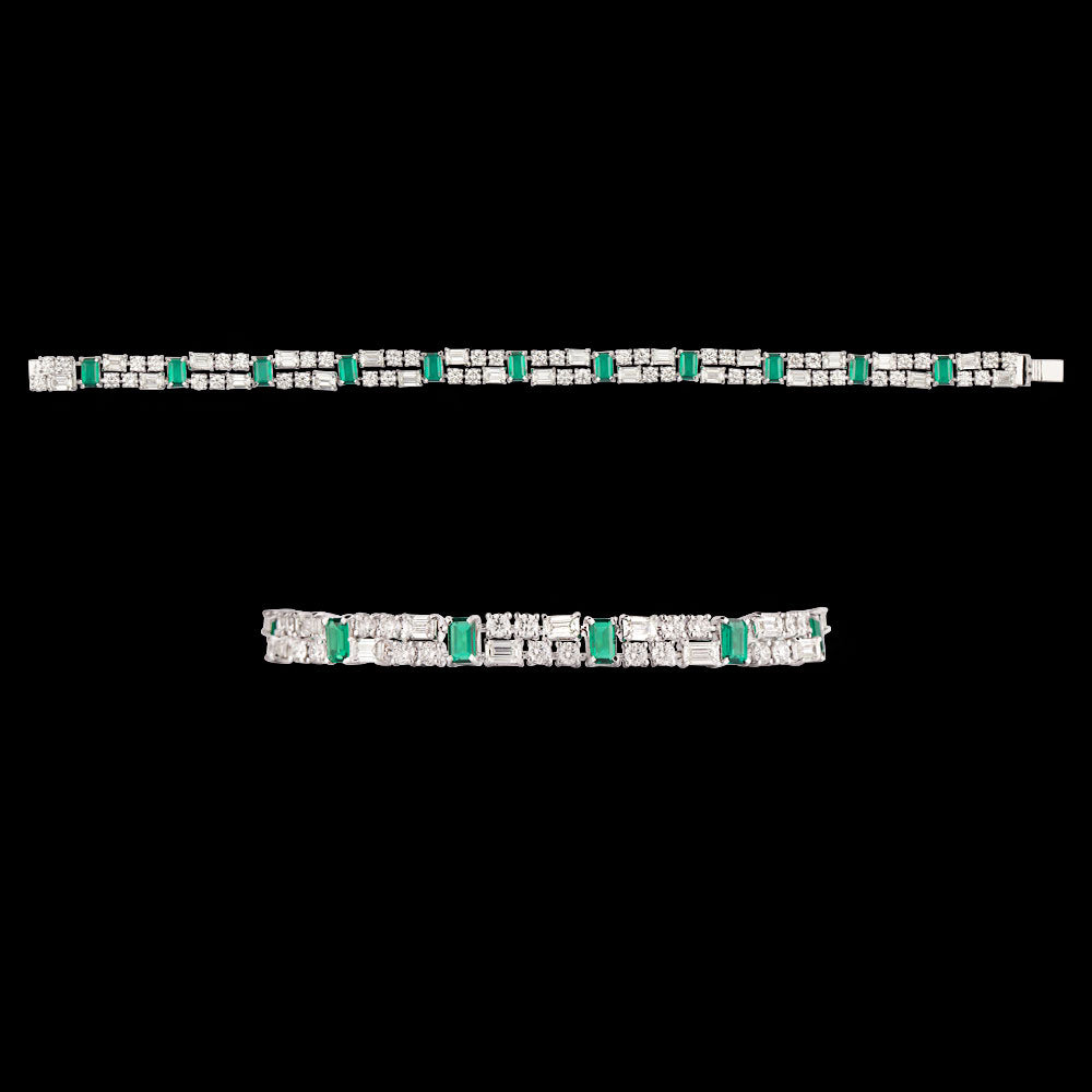 18K White Gold Diamond Bracelet - 6.637ct VVS-VS-HI with Colour Stones