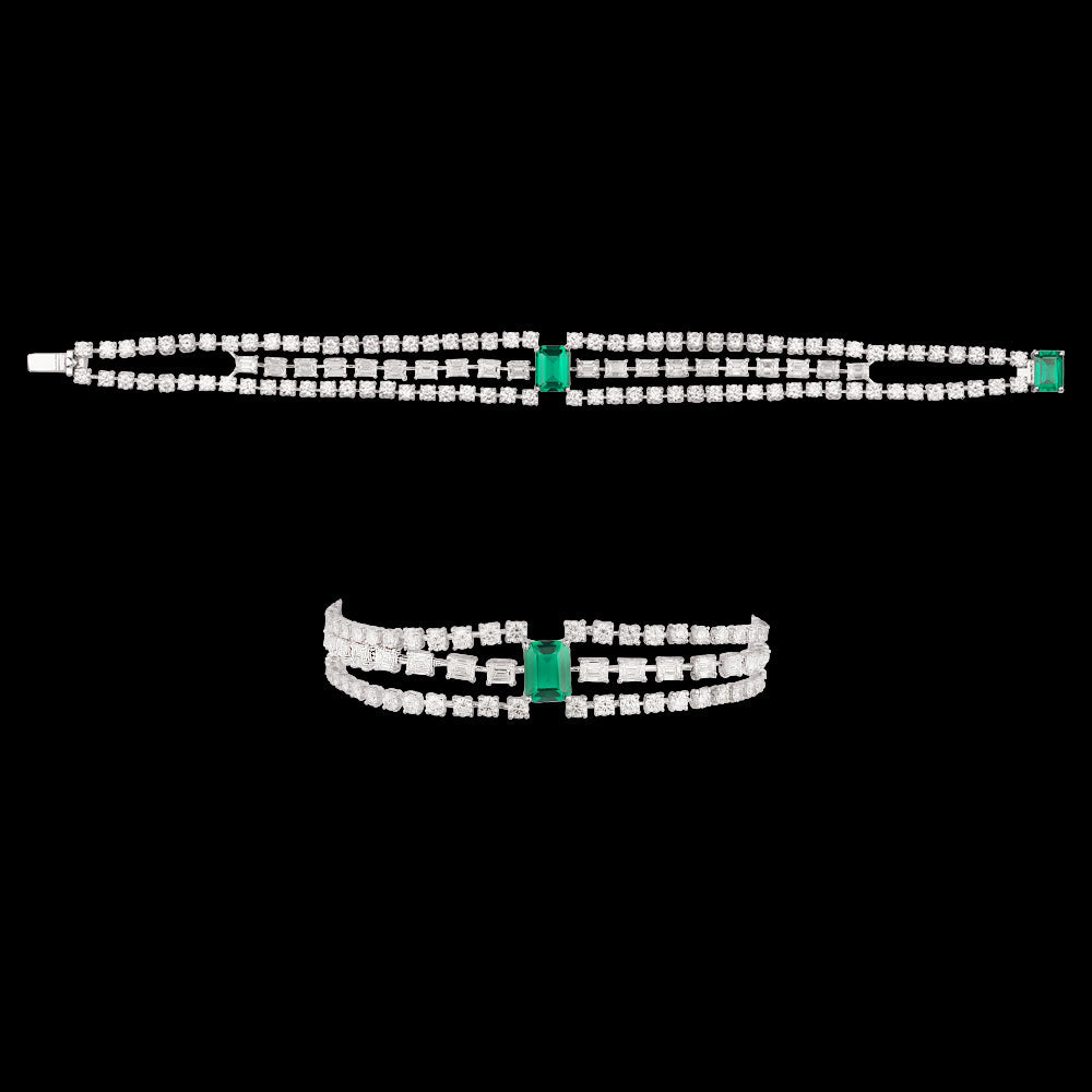 18K White Gold Diamond Bracelet - 10.115ct VVS-VS-HI with Colour Stones