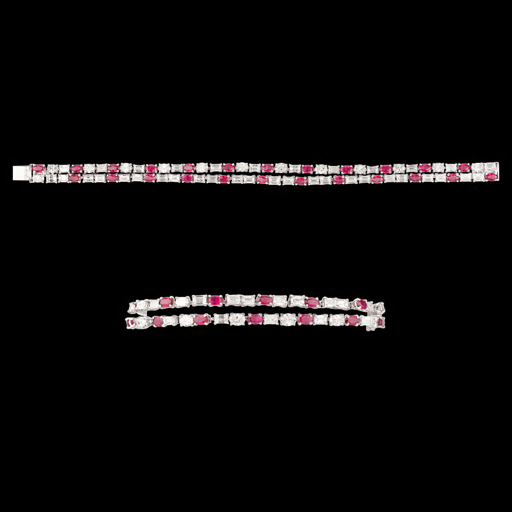 18K White Gold Diamond Bracelet - 9.929ct VVS-VS-HI with Colour Stones
