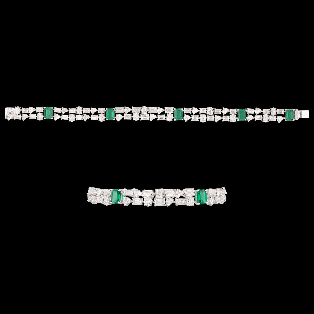 18K White Gold Diamond Bracelet - 14.269ct VVS-VS-HI with Colour Stones