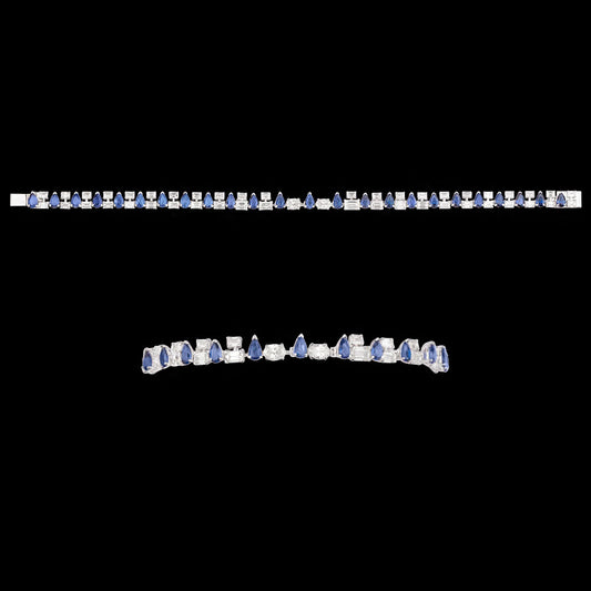 18K White Gold Diamond Bracelet - 5.505ct VVS-VS-FG with Colour Stones