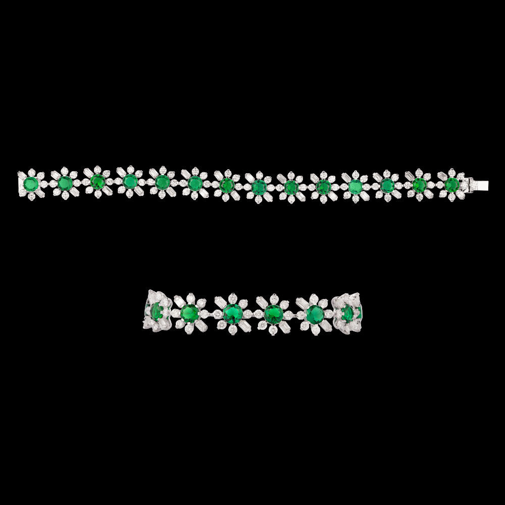 18K White Gold Diamond Bracelet - 9.81ct VVS-VS-HI with Colour Stones