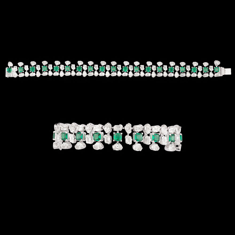 18K White Gold Diamond Bracelet - 13.105ct VVS-VS-HI with Colour Stones