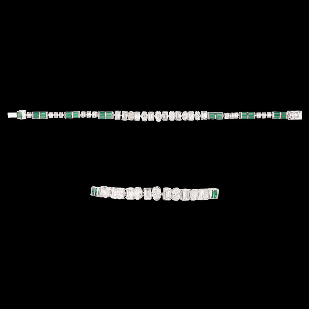 18K White Gold Diamond Bracelet - 7.408ct VVS-VS-HI with Colour Stones