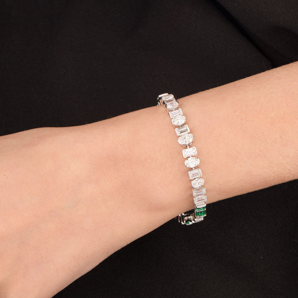18K White Gold Diamond Bracelet - 7.408ct VVS-VS-HI with Colour Stones