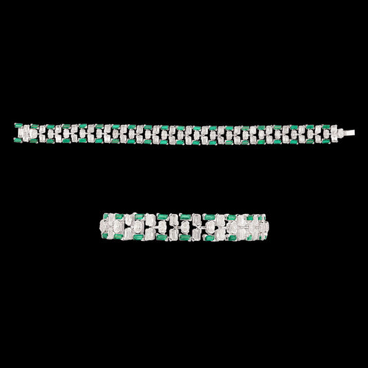 18K White Gold Diamond Bracelet - 14.61ct VVS-VS-HI with Colour Stones