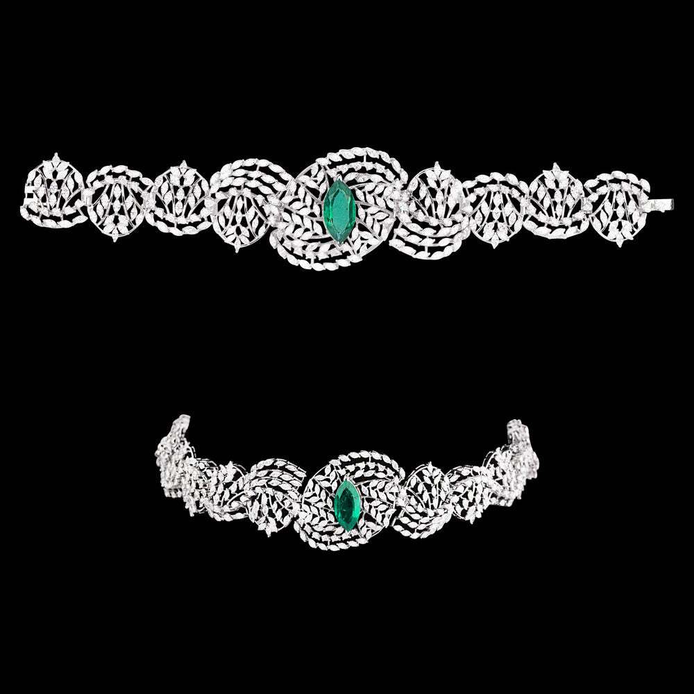 18K White Gold Diamond Necklace - 11.826ct VVS-EF with Colour Stones