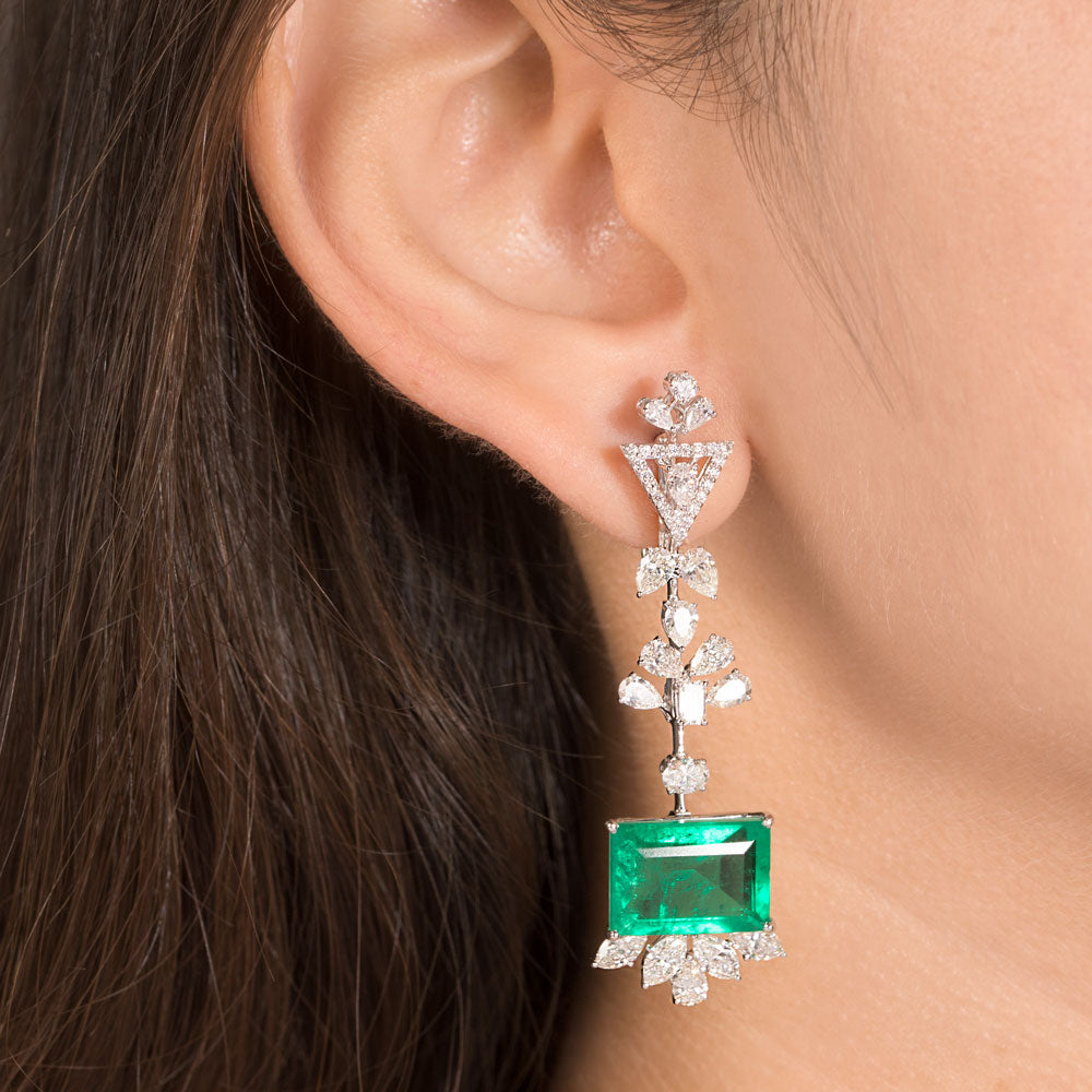 18K White Gold Diamond Earrings - 4.797ct VS-SI-GHI with Colour Stones