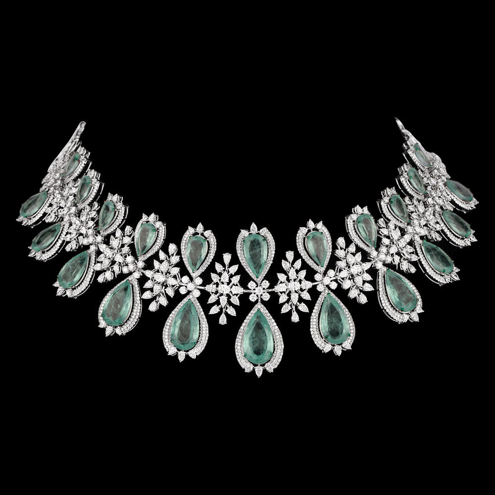 18K White Gold Diamond Necklace - 14.601ct VVS-VS-EF