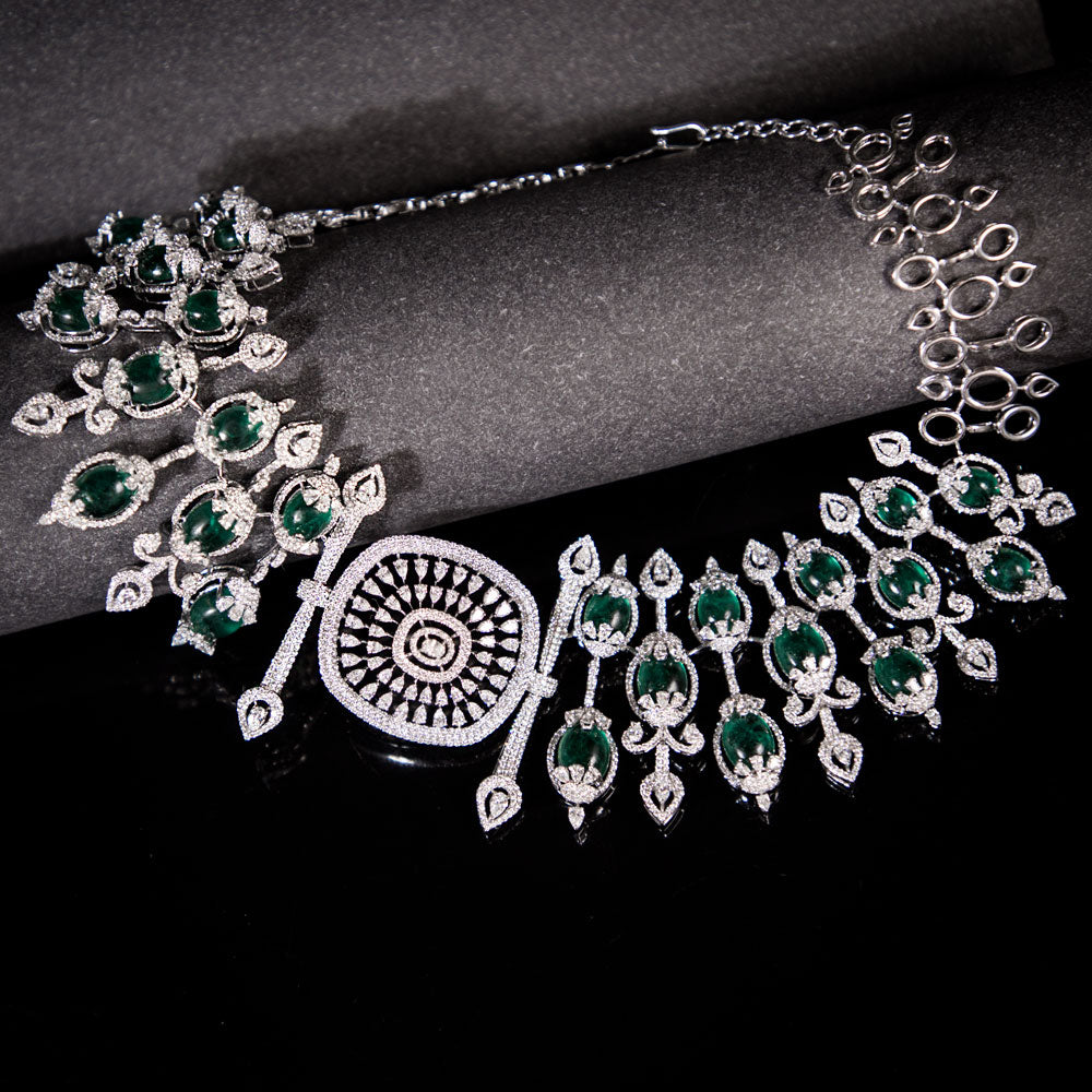 18K White Gold Diamond Necklace - 25.333ct VVS-VS-EF with Colour Stones