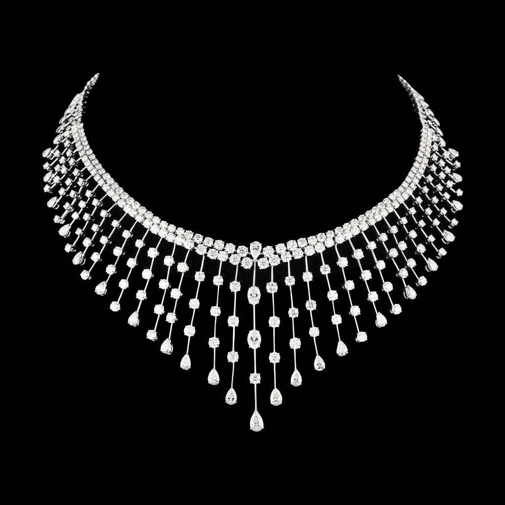 18K White Gold Diamond Necklace - 33.473ct VS-SI-HI