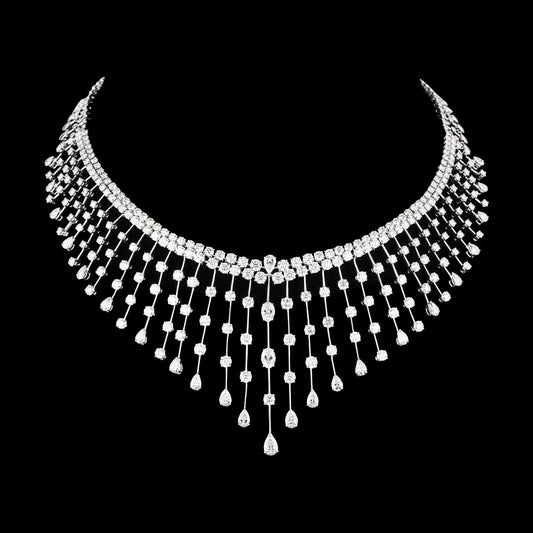 18K White Gold Diamond Necklace - 33.473ct VS-SI-HI