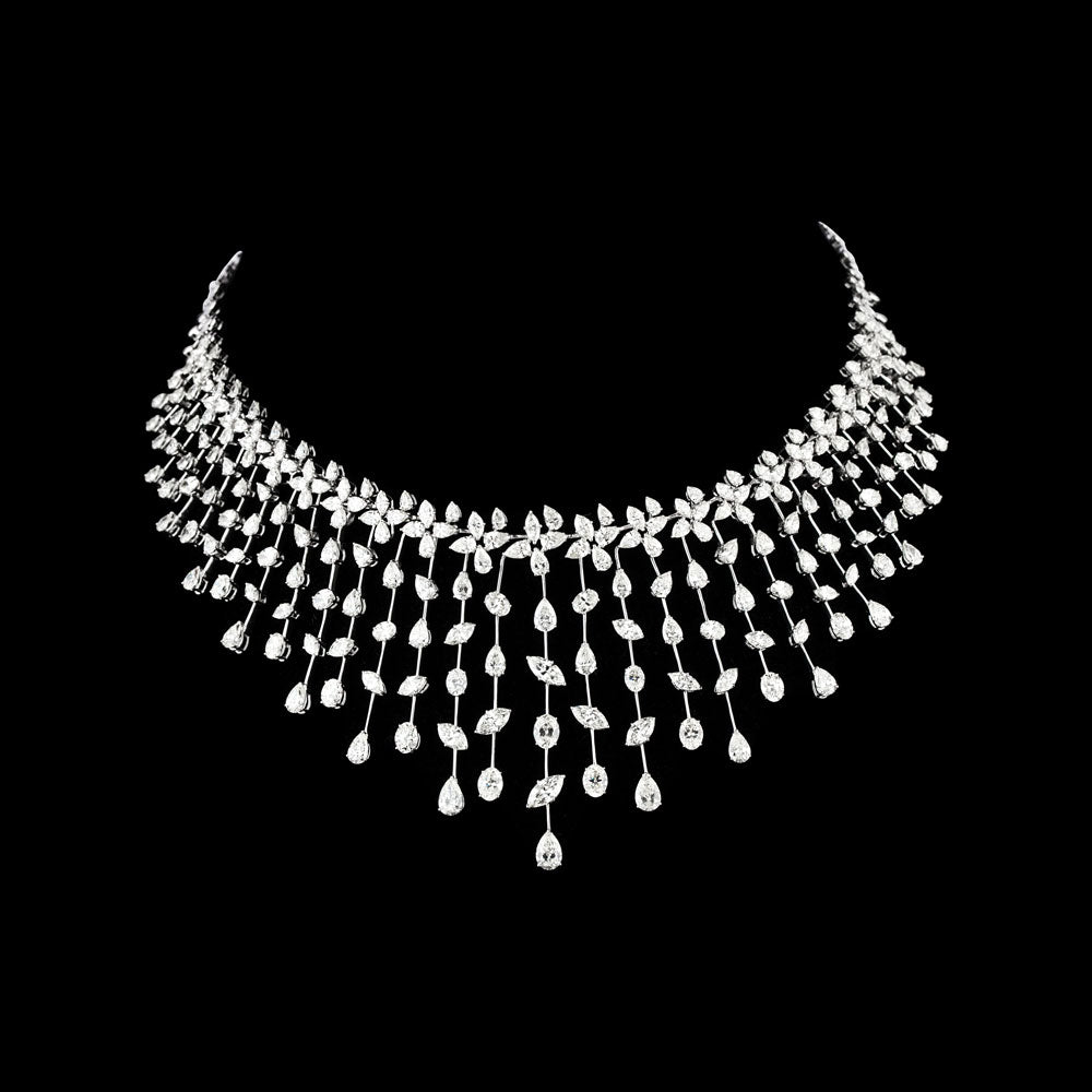 18K White Gold Diamond Necklace - 37.3ct VS-SI-HI