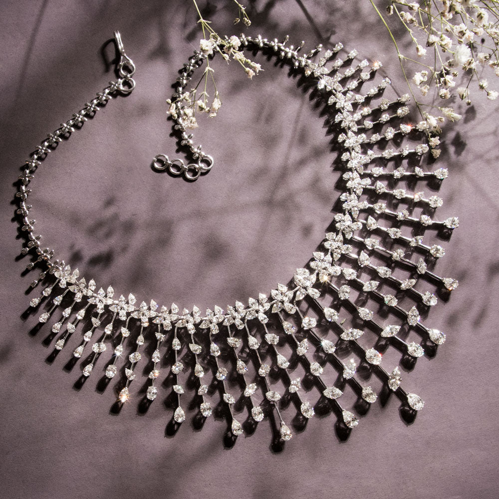 18K White Gold Diamond Necklace - 37.3ct VS-SI-HI