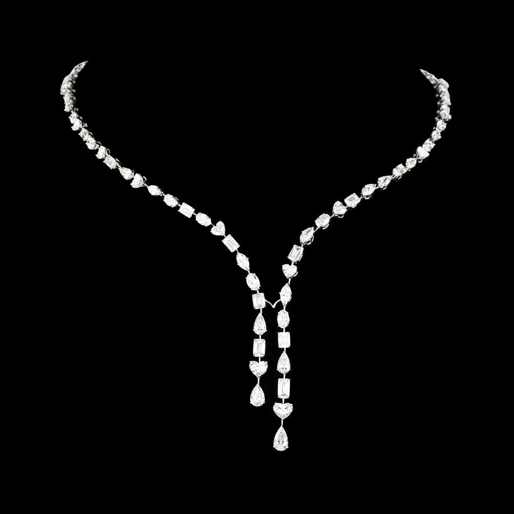 18K White Gold Diamond Necklace - 18.28ct VVS-VS-GH