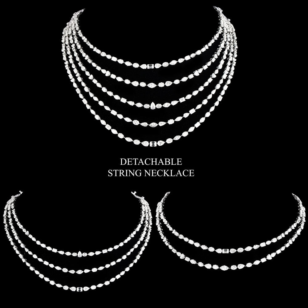 18K White Gold Diamond Necklace - 57.46ct VVS-VS-GH