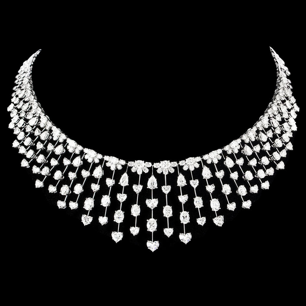 18K White Gold Diamond Necklace - 37.865ct VVS-VS-GH