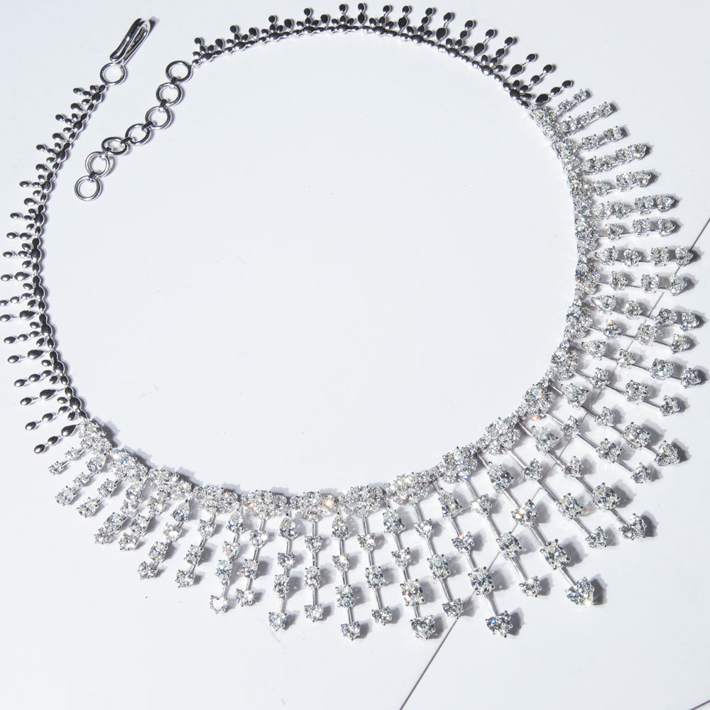 18K White Gold Diamond Necklace - 37.865ct VVS-VS-GH