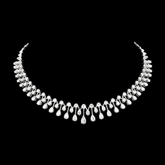 18K White Gold Diamond Necklace - 19.676ct VVS-VS-GH
