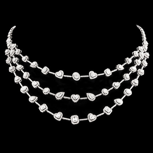 18K White Gold Diamond Necklace - 18.61ct VS-SI-IJ with Colour Stones