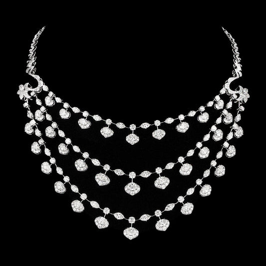 18K White Gold Diamond Necklace - 36.777ct VVS-VS-HI
