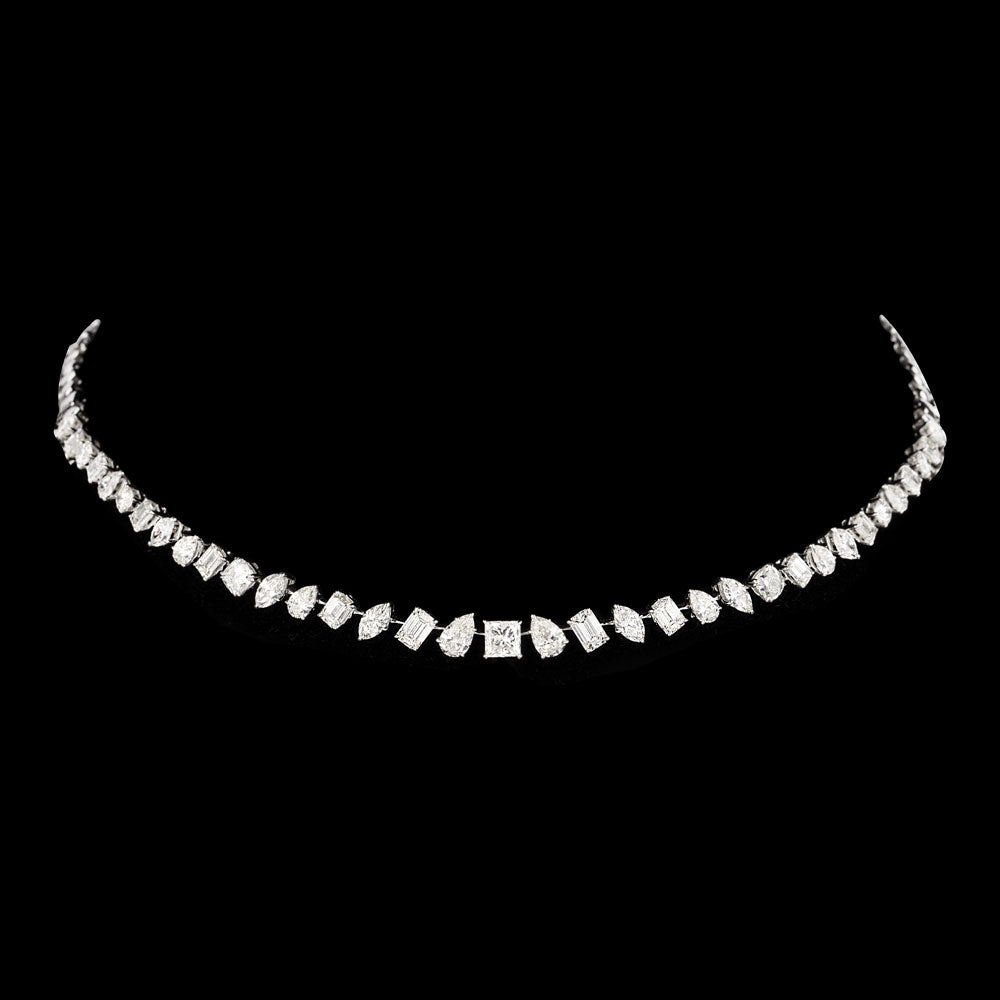 18K White Gold Diamond Necklace - 10.69ct VVS-VS-HI