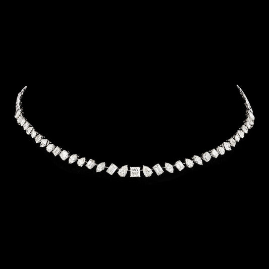 18K White Gold Diamond Necklace - 10.69ct VVS-VS-HI