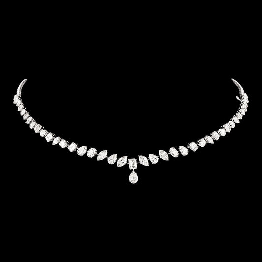 18K White Gold Diamond Necklace - 14.58ct VVS-VS-HI