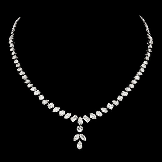 18K White Gold Diamond Necklace - 19.14ct VVS-VS-HI