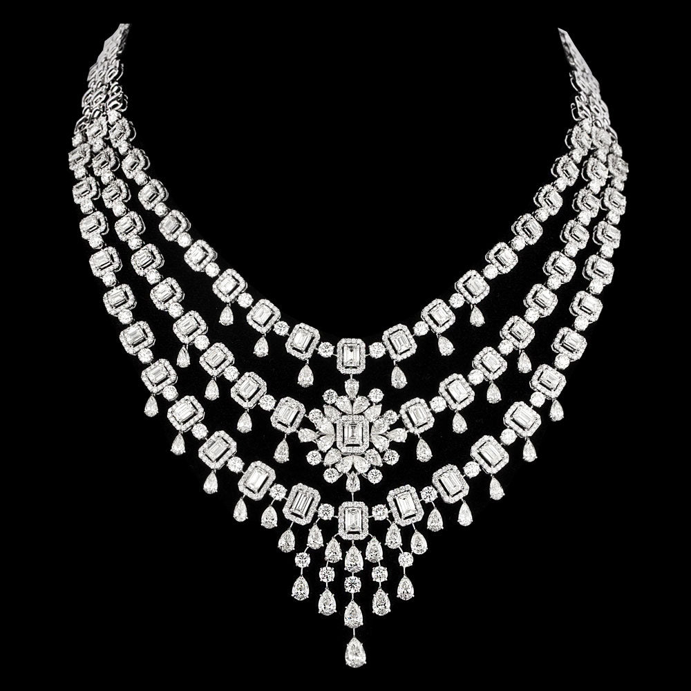 18K White Gold Diamond Necklace - 59.42ct VVS-VS-HI