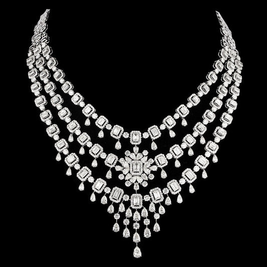 18K White Gold Diamond Necklace - 59.42ct VVS-VS-HI