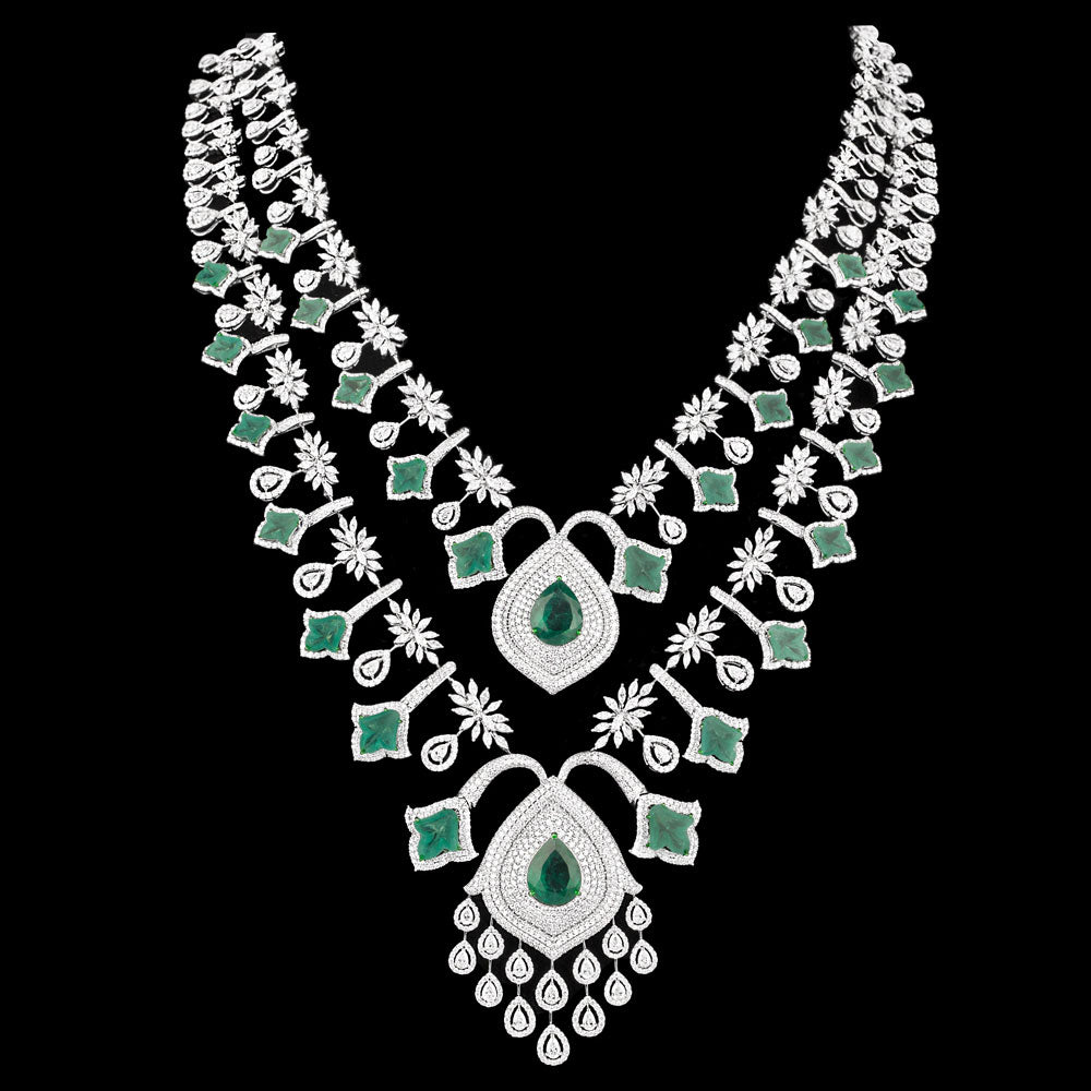 18K White Gold Diamond Necklace - 36.037ct VVS-EF with Colour Stones