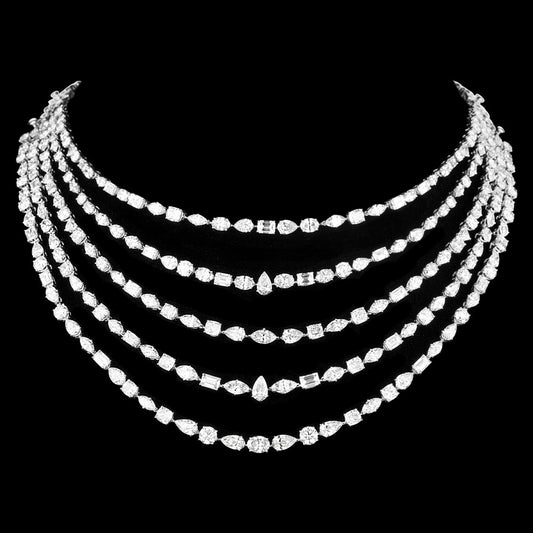 18K White Gold Diamond Necklace - 65.86ct VS-SI-HI