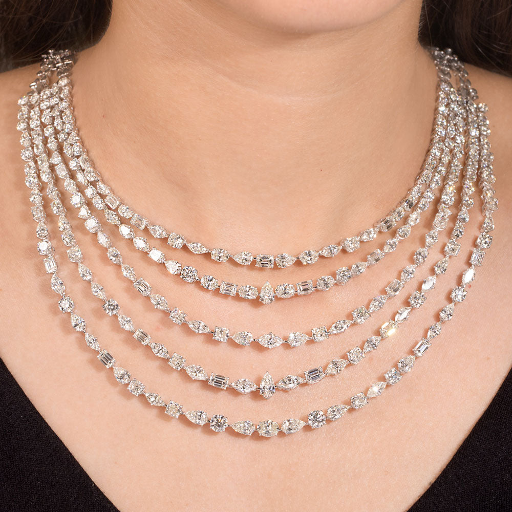 18K White Gold Diamond Necklace - 65.86ct VS-SI-HI