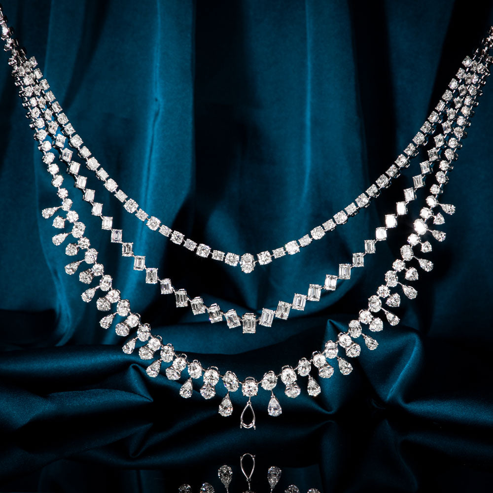 18K White Gold Diamond Necklace - 62.984ct VVS-VS-GH