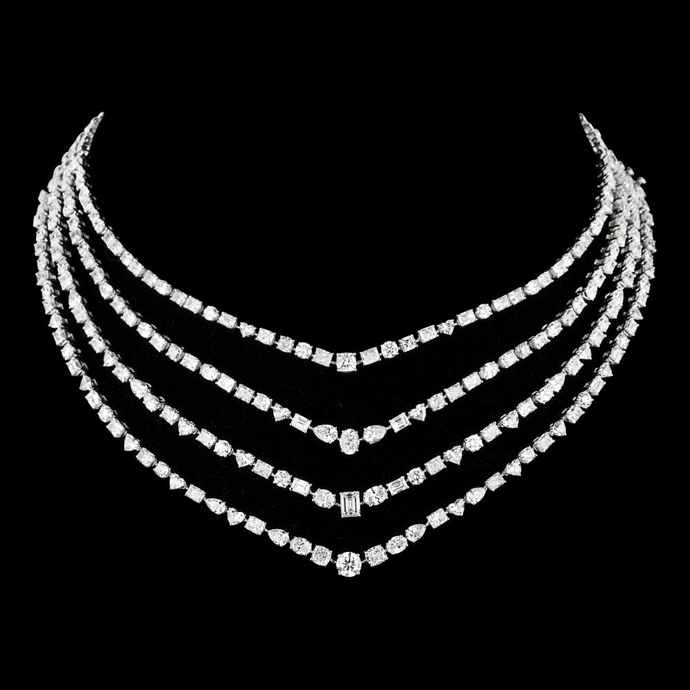 18K White Gold Diamond Necklace - 40.53ct VVS-VS-GH